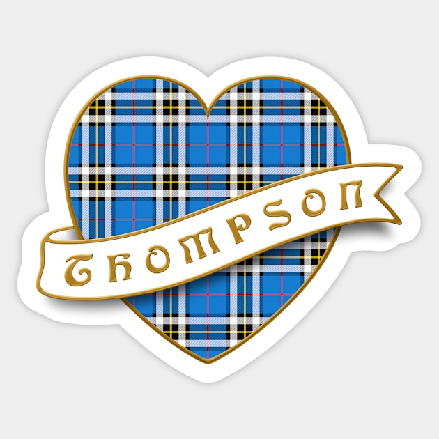 The THOMPSON Family Tartan Heart & Ribbon Retro Family Insignia Sticker by Plaidify